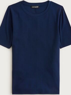 NWT J. Crew Refined Elbow Sleeve Crewneck Tee - Navy